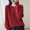 2025 Nuevo Otoño e Invierno Tencel Lana Siete Agujas Engrosado Cuello Redondo Tejido de Punto Manga Larga Mujer Retorcido Suave Cera Camiseta Interior