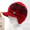 Llegada Nueva de Invierno Sombrero para Madre de Mediana Edad y Anciana Sombrero de Lana Grueso Acolchado con Terciopelo Tejido Sombrero para Ciclismo de Mujer Resistente al Viento Protección contra el Frío Protección para los Oídos