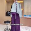 Diseño Personalizado Elegante Botón Holgado Sudadera Conjunto de Dos Piezas para Mujer Tallas Grandes Gorditas Primavera Casual Pantalones de Pierna Ancha Modernos
