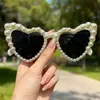 Nuevas Gafas de Sol Vintage con Perlas, Personalidad, Forma de Corazón para Hombres y Mujeres, Estilo Callejero para Fiestas, Gafas de Sol para Influencers, 2025