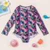 Traje de baño con estampado de flamencos para niñas, nuevo traje de baño de manga larga con protección solar para niños, surf, Amazon nuevo