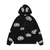 Cort Marca Tendência Americana Alcatraz Moletom com Zíper Solto High Street Conjunto Moletom Calça Estampada com Letras Masculino Outono Inverno