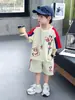 0725 Conjunto de Verão Curto para Meninos 2026 Novo Estilo Lindo Menino Estilo Coreano Conjunto de Duas Peças Roupas de Verão para Crianças