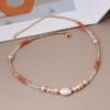 Collar de Piedra Natural Cristal de Fresa Ovalado Estilo Barroco Sencillo Elegante Cadena de Suéter de Gama Alta para Mujer