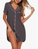 Amazon Camisón de Solapa y Manga Corta para Mujer Ropa de Casa de Algodón Veraniega y Delicada con la Piel para Mujer Se Puede Usar Afuera Vestido Pijama Mujer
