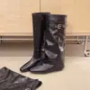 Botas cuadradas, de caña ancha, para otoño/invierno, de tacón bajo, con correa de moda, botas de montar a la moda 2026 para mujer