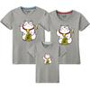 Venta al por mayor de fábrica camiseta de manga corta para pareja manga media para mujer cuello redondo algodón fino ropa para niños padre-hijo una familia de cuatro ropa Ha