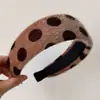 Faixa de Cabeça Redonda Grande com Bolinhas Coloridas Estilo Maillard Outono/Inverno Retro Estilo Estrangeiro de Alta Qualidade Redutora de Idade Faixa de Cabeça Alta para Mulheres