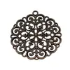 67X61mm 17.7g Color Bronce Antiguo Accesorios DIY Piezas de Joyería Patrón de Flor Hueca Colgante Redondo