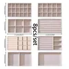 [Fabricante Original] Caja de Almacenamiento de Joyas de Terciopelo de Gran Capacidad con Bandeja Divisoria de Cajón Caja de Joyas