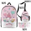 3D nova impressão periférica Sanrio meilti mochila escolar bolsa mensageiro estojo de lápis impressão de três peças