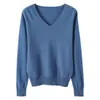 Tejido de punto suelto con cuello en V para mujer 2025 Otoño e Invierno Nueva prenda exterior Versátil Tejido de punto Color puro Manga larga Estilo delgado Top