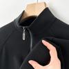Suéter de veludo alemão masculino 2024 outono e inverno novo colarinho zíper cor sólida manga comprida camisa de base quente macia e confortável lote masculino