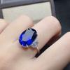 Novo elegante pingente de cristal azul de imitação de safira em forma de gota para mulheres com anel aberto oval de zircônia para mulheres