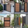 Aleación Casa Autoconstruida Villa Puerta Principal Acero Inoxidable Madera-Plástico Puerta de Patio Hierro Forjado Madera Maciza Puerta de Patio Rural Leide Zhu