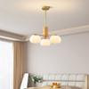 Lámpara de araña para sala de estar, lujo ligero, iluminación para comedor, dormitorio, estilo madera color crema moderno y simple, algodón, luz principal para sala de estar 535L
