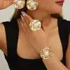 Venta Caliente Transfronteriza Europea y Americana Moda Femenina Apertura Clásico Elegante Joyería de Perlas Pulsera Anillo Pendientes Juego de Joyas