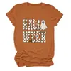 Amazon eBay estación independiente moda divertida versátil para mujer salón ween fantasma calabaza cuello redondo manga corta camiseta