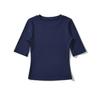 Camiseta Básica Simple de Moda de Cuello Redondo y Manga Media Verano Nueva Deseo Puro Stretch Ajuste Ceñido Top Base para Mujer