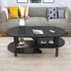 Mesa de centro ovalada de doble capa moderna y minimalista para sala de estar, apartamento pequeño, mesa de té simple para balcón de casa creativa y económica