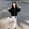 Conjunto de Dos Piezas para Niñas Estilo Universitario Nuevo Lindo con Sudadera con Capucha y Pantalones de Pierna Ancha de Encaje para Primavera y Otoño 2026