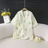 Pijama de Algodón Puro de Gasa de Doble Capa para Niños, Toalla de Baño Fina de Verano Bata, Ropa de Casa de Dibujos Animados para Bebé, Ropa de Dormir, Ropa para Aire Acondicionado