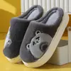 Pantuflas de algodón con suela gruesa para mujer otoño e invierno hogar lindo conejo de peluche cómodas cálidas suela suave antideslizantes pantuflas de pareja para hombre