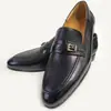 Sapatos Casuais Clássicos para Cavalheiros Sapatos Sociais Masculinos Dupla Fivela Strap Slip-on Azul Céu Preto Respiráveis Nova Moda