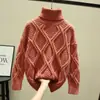 Suéter de cuello alto para mujer Otoño/Invierno 2026, Versátil, Moderno, Casual, Corte holgado, Nuevo estilo jersey, Suéter grueso de punto de ochos