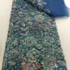 Tela de Malla con Bordado de Cuentas Pesadas, Cuentas Tubulares, Lentejuelas, Tela Bordada, Tela a Granel para Vestido de Banquetes, Vestido de Noche, Vestido de Novia