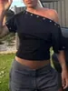 2026 Verão Feminino Retrô Personalidade Slim Fit Gola Redonda Manga Curta Perfurado ins Estilo de Rua Tendência Roupas Femininas Atacado