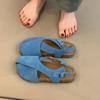 Novos Sapatos Birkenstock Branco Retro com Tiras Cruzadas para Mulheres com Fivela Bico Redondo Couro Nobuck Sandálias Baixas