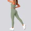 Nuevo conjunto de sujetador deportivo racerback transfronterizo con sensación de piel, conjunto ajustado de cintura alta para levantar glúteos para correr y fitness para mujer