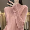 Nuevo Suéter de Mujer Cuello Medio Alto Manga Larga Otoño/Invierno para Mujer Hilo Peinado Ajustado Tejido de Punto Estilo Coreano Tejido de Punto