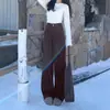 Jeans Feminino Marrom de Cintura Alta Wide Leg Outono e Inverno 2024 Moda Nova Solto Emagrecedor Reto Marrom Calça Mop