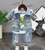 Verão 2022 novo colete jeans para meninos A5682 Camiseta F65120 Calças AD0013