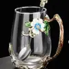 Taza de Té Esmaltada, Taza de Café de Aspecto Elegante para Oficina, Taza de Té para Mujer, Vaso de Vidrio de Lujo Ligero de Alta Gama al por Mayor