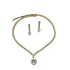 Nueva Moda Diseño Simple Colgante de Gota de Agua con Diamantes Completos Juego de Joyería para Mujeres
