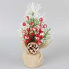 Adornos de Frutas Rojas para Navidad y Año Nuevo Arreglo de Flores Artificiales de Frutas Rojas para Escritorio Decoración Navideña de Frutas Rojas y Hojas de Pino para Año Nuevo