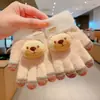 Guantes de Dedos Lindos para Niños Niñas Invierno Prueba de Frío Cálido Juego de Cinco Dedos Conjunto Completo de Dedos Tejido para Bebé Niños de Invierno