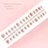 Manicure Blush Vermelho-Marrom Outono Cristal Rosa Modificação Unhas Usáveis Atacado Estilo de Luxo Acessível Unhas Postiças Unhas Usáveis 30 Peças