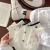 Meias Femininas Meias Curtas Verão Malha Fina Respirável Laço Branco Bolinhas Verão Versátil Fashion Meias Curtas