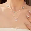 Collar de Perla Cuadrada de Circonita de Doble Capa, Cadena Clavicular de Lujo Ligero de Nicho de Gama Alta, Accesorio Versátil Elegante para el Día a Día al por Mayor