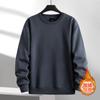 Suéter de cuello redondo con forro polar para hombre, jersey de otoño e invierno de color sólido pesado, jersey de manga larga, jersey holgado de moda para jóvenes y parejas.