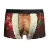 Peitoral Masculino Europeu e Americano Estampa Digital Natalina Novidade Roupa Íntima Sexy Masculina Boxer de Seda de Leite Alta Elasticidade Cintura Média
