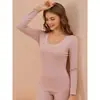 2023 de Velvet ropa interior térmica sin costuras para mujer cepillada por ambos lados camiseta interior de otoño para mujer elástica ajustada
