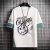 Camiseta de manga corta de seda de hielo para hombre, nueva moda para adolescentes, camiseta de media manga, ropa informal holgada que combina con todo, de secado rápido 1/2