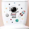 Pegatinas de Astronauta Lindas de Dibujos Animados para Inodoro Pegatinas de Pared Autoadhesivas Baño Tapa de Inodoro Pegatinas Decorativas de Embellecimiento ZN0957C