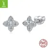 Aretes de plata con charm de trébol de cuatro hojas nuevo y fresco, moissanita, exquisitos, elegantes, de la suerte, plata s925