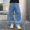 Jeans azules lavados y desgastados de estilo americano de marca de moda para hombre, nuevo modelo de otoño 2026, pantalones anchos rectos holgados, al por mayor